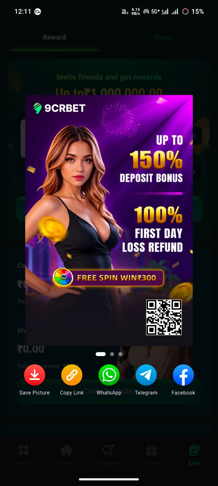 9CRBet Game APK refer a friend and earn referral rewards